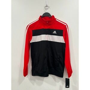 Adidas Jackets Boys L 14/16 Vivid Red Black White Colorblock Track Jacket NEW